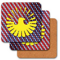 4" Square Coaster w/ 3D Lenticular Animated Stars & Stripes (Custom)